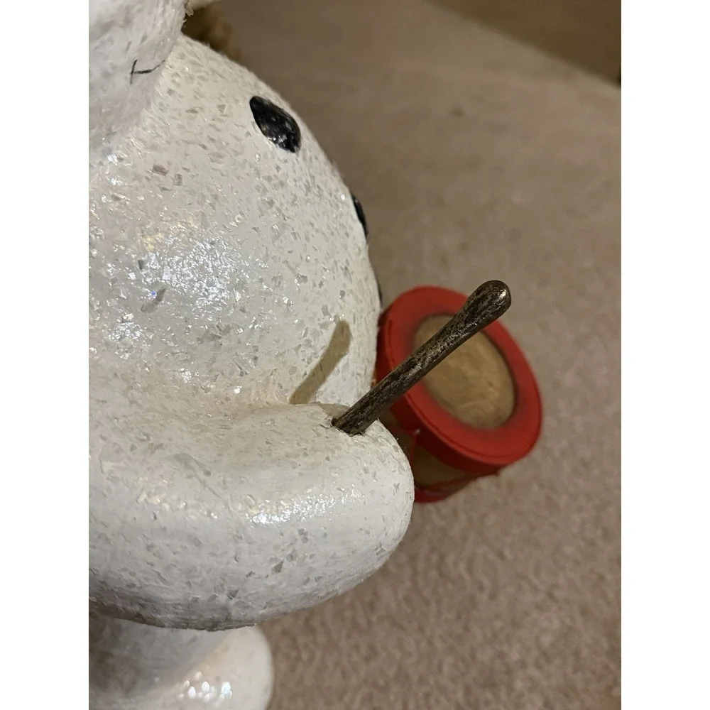 Vintage Bethany Lowe Designe Snowman With Drum/Sticks Papier Mache 15